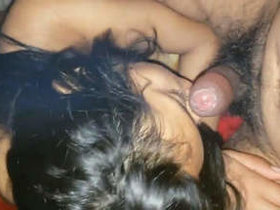Indian lady aroused and performs oral sex