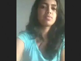 Charming woman displays herself on video call