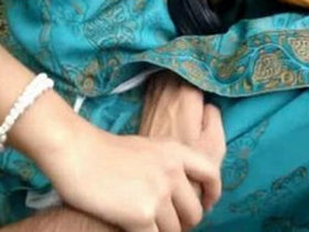 Pressing Desi college girl's big breasts