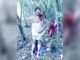Tamil beauty masturbates topless tits morning show outdoors in the jungle, Desi MMC