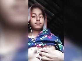 Pretty girl Desi shows her teenage pussy with big tits on camera