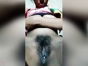 Desi village XXX girl jerking off her black hairy wet pussy on camera