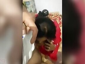 Naughty housewife Desi XXX gives her landlord a wet blowjob MMS