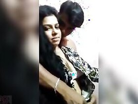 Young girl shows off boobs grabbed by Desi's partner on camera