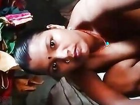 MMS young Desi woman playing with pussy with lush lips, exposing naked breasts to XXX camera