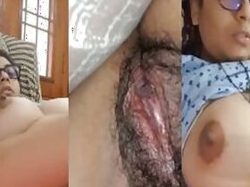 Young virgin Desi shows off her hairy pussy to the horny stud.