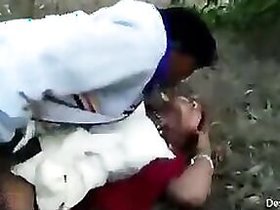 A scene from Desisex with an overweight girl outdoors with a boyfriend ally