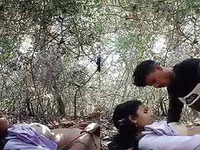 Indian lovers fuck in the deep jungle
