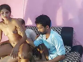 Amateur threesome Desi girl has sex with two guys