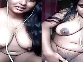 Bangladesh big breasts horny fat chubby girl jerking off with her fingers