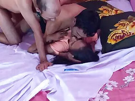 Big natural boobs fuck and get cum on their pussies two guys and two girls, Bengali XXX porn in a foursome