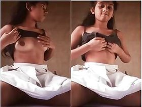 Pretty girl from Assam shows her tits and jerks off with her fingers