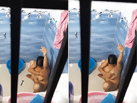 Hidden-camera footage of Desi Bhabha shaving and bathing