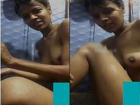 Cute Desi Girl Bathing On Video Call