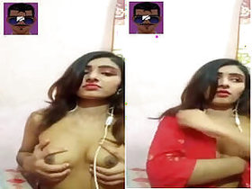 Desi Girl shows her tits to her Lover.