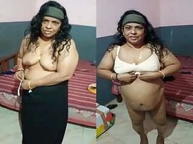 Desi Auntie shows her tits and pussy to her lover